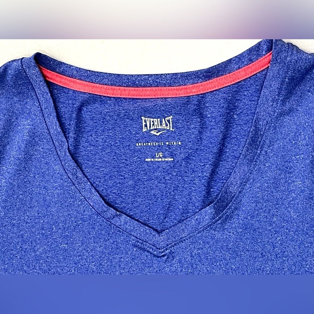 Everlast Blue Top V-Neck T-shirt Women's Polyester + Spandex Short Sleeve Tee - Picture 4 of 14
